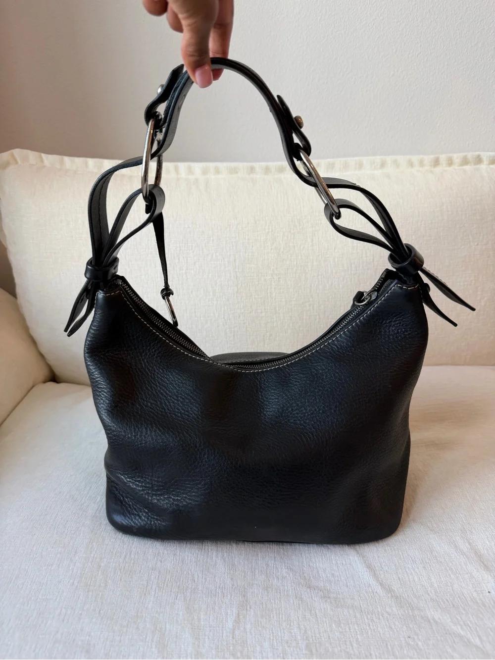 Dooney & Bourke Black Pebbled Leather Hobo Shoulder Bag